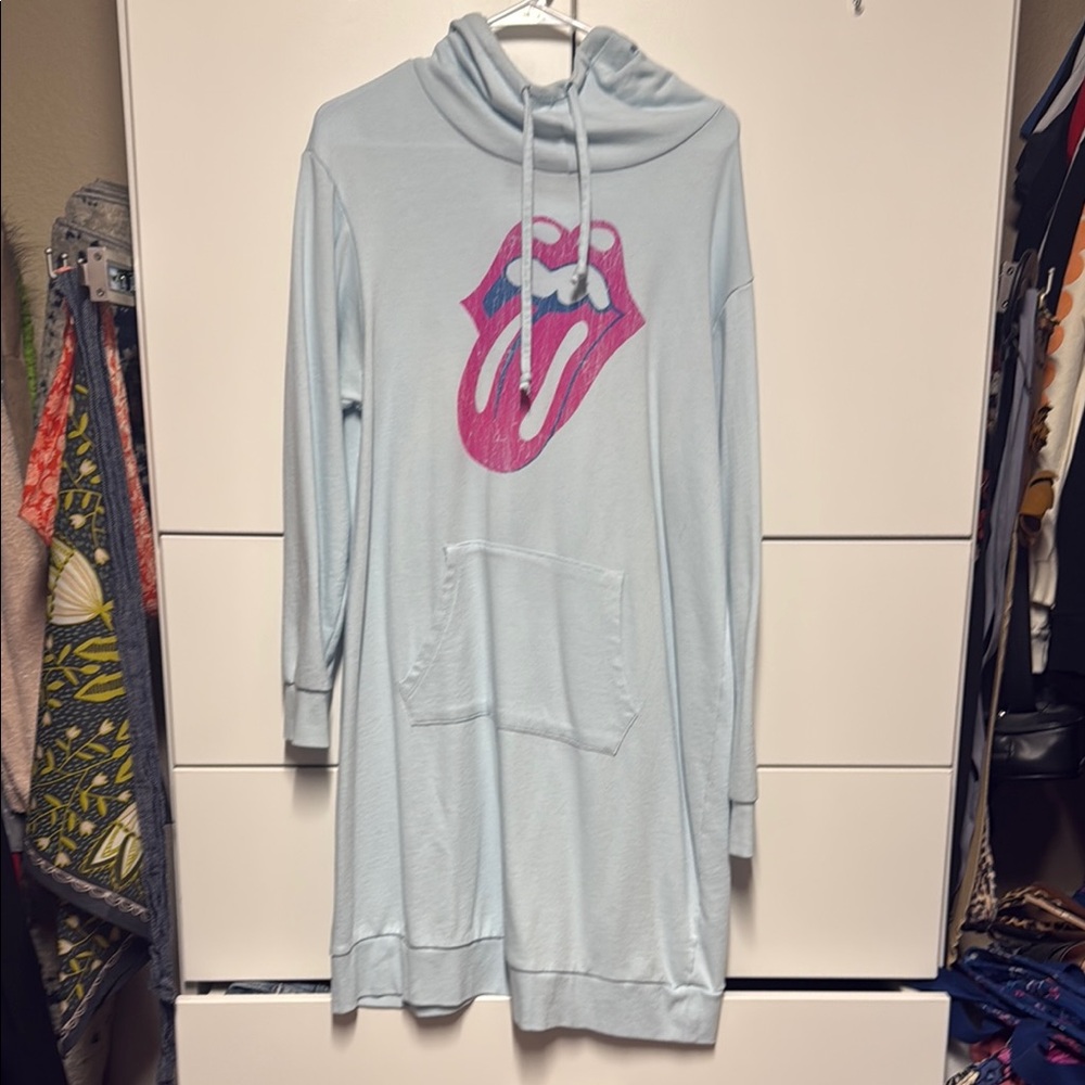 The Rolling Stones Light Blue Hoodie Dress